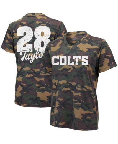 Женская футболка Jonathan Taylor Camo Indianapolis Colts с именем и номером, V-образный вырез