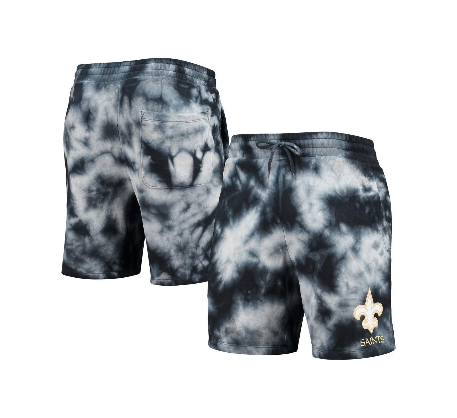 Men's New Era Black New Orleans Saints Tie-Dye Shorts