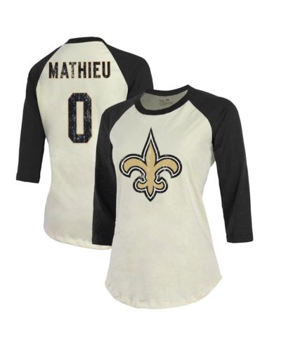 Majestic Женская футболка Raglan с рукавом 3/4 New Orleans Saints, Cream, Black