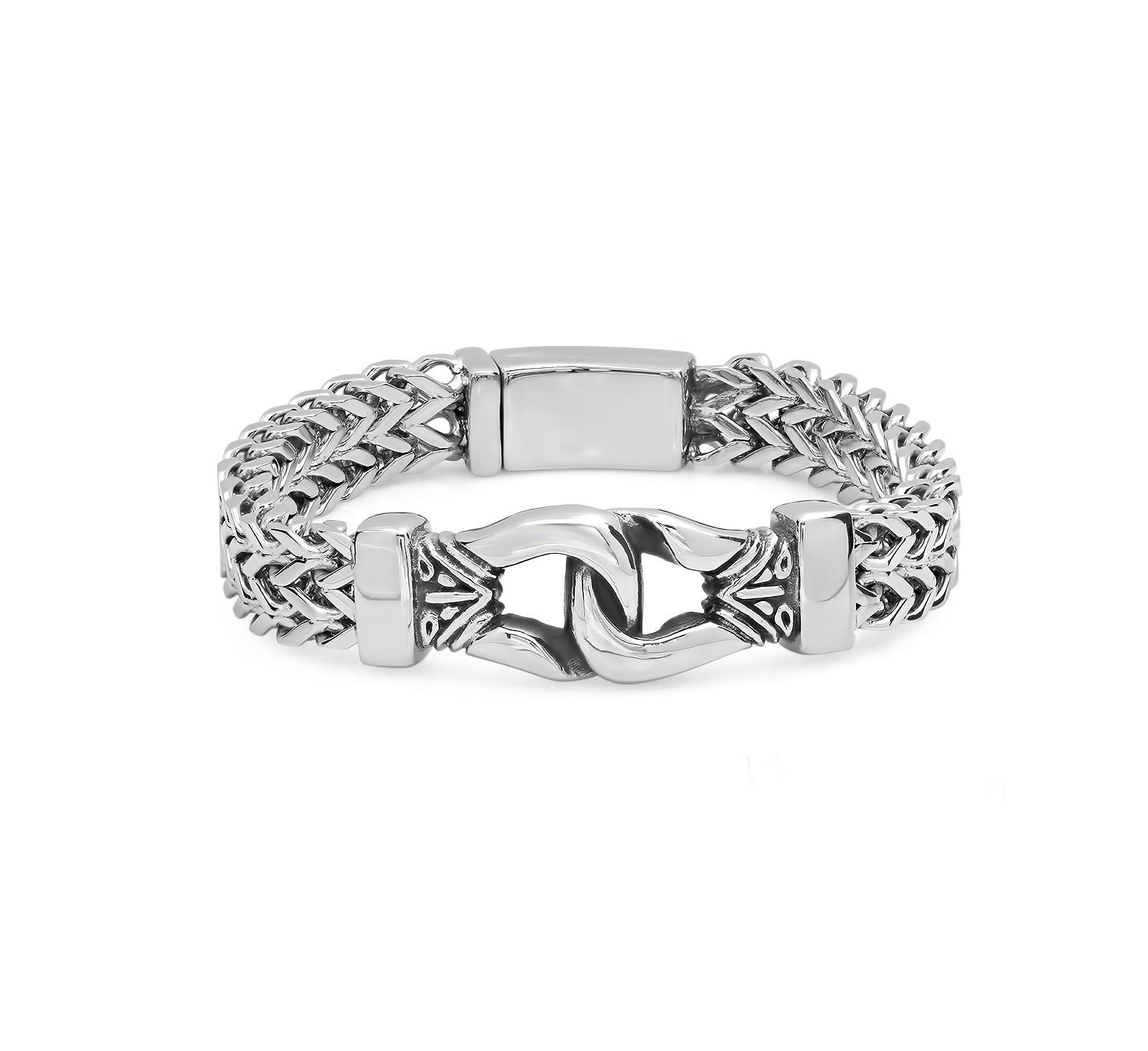 STEELTIME Double Row Wheat Chain Accent Buckle Bracelet