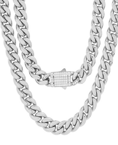 STEELTIME Цепочка Cuban Link с имитацией бриллиантов и застежкой