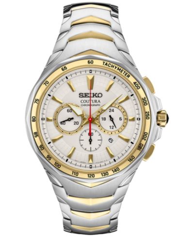 Мужские хронограф-часы Seiko Coutura из нержавеющей стали, двухцветные, 46mm