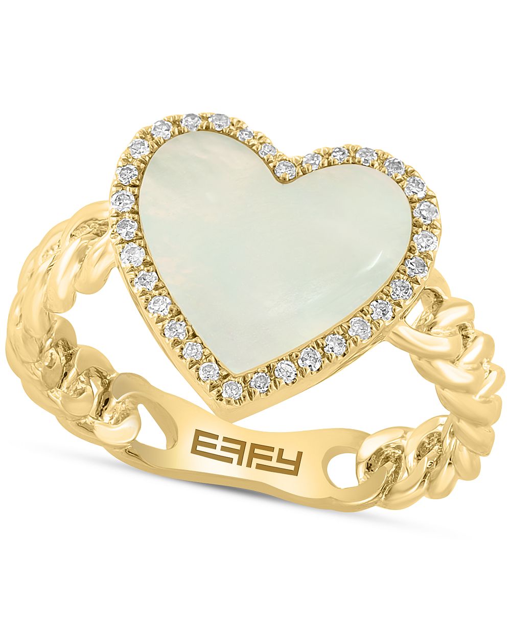 EFFY® Кольцо Heart Halo с бриллиантами и перламутром