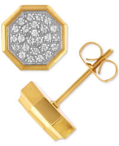 Мужские серьги-гвоздики MADD GEAR Diamond Pavé Cluster Octagon из нержавеющей стали и золота
