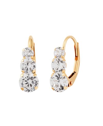 Серьги-подвески с белым кубическим цирконием в 14k Gold