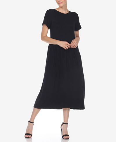 White Mark Women's Short Sleeve Asymmetrical Waist Maxi Dress
