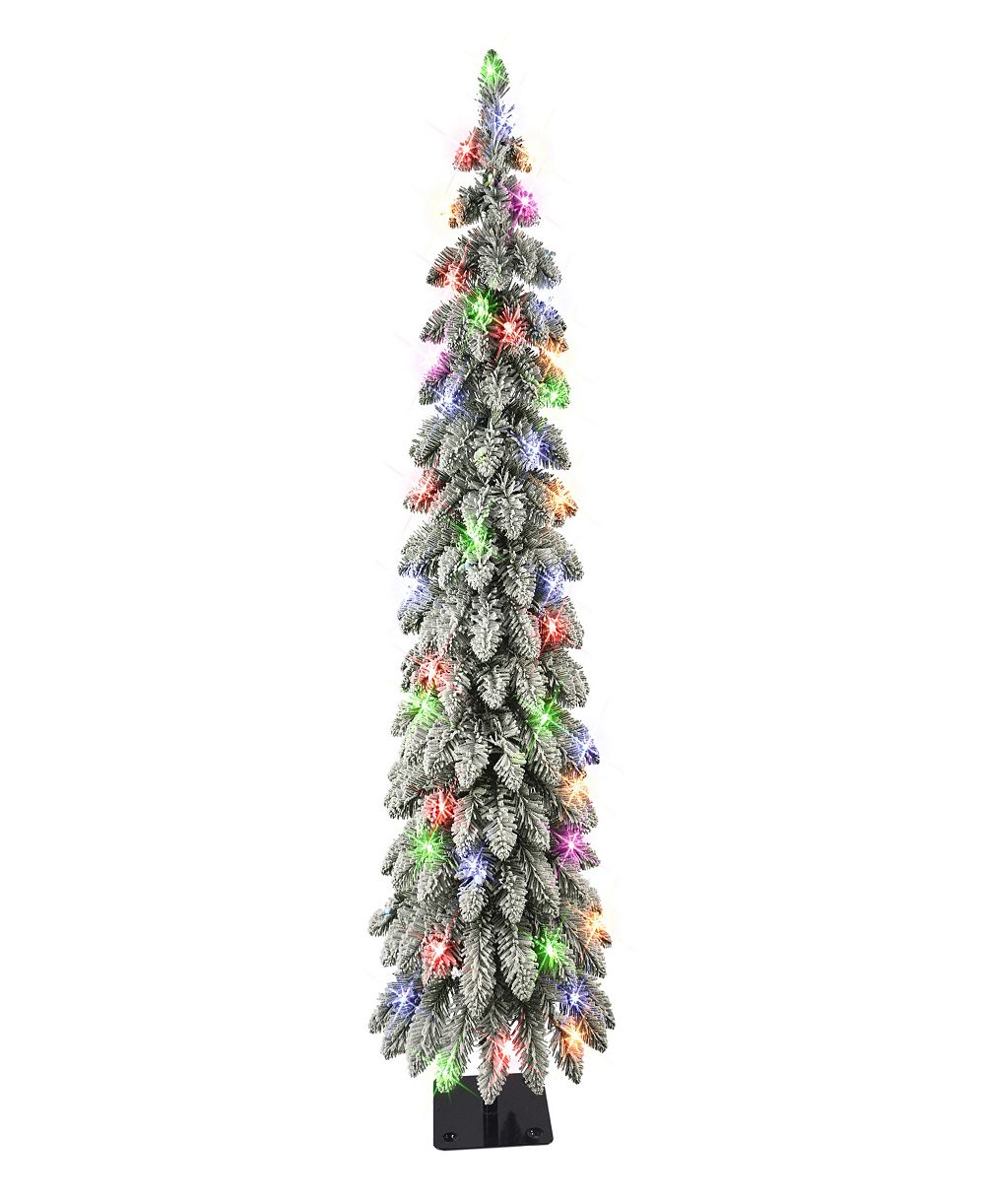 Елочка Puleo International Pre-Lit Flocked Alpine Pencil