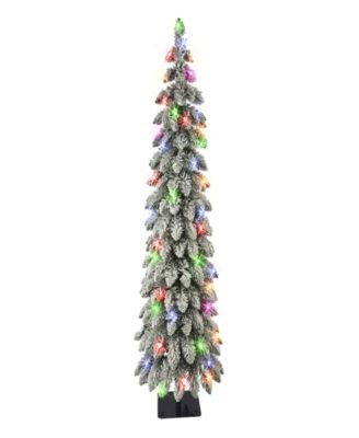 Елочка Puleo International Pre-Lit Flocked Alpine Pencil