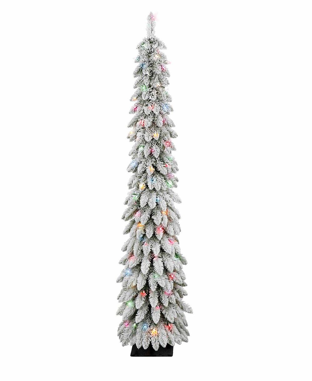 Елка Puleo 6FT Pre-Lit Flocked Alpine Pencil Tree