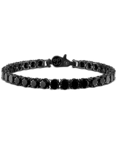 Мужской браслет Esquire Men's Jewelry Black Spinel Tennis из стерлингового серебра с черным рутениевым покрытием