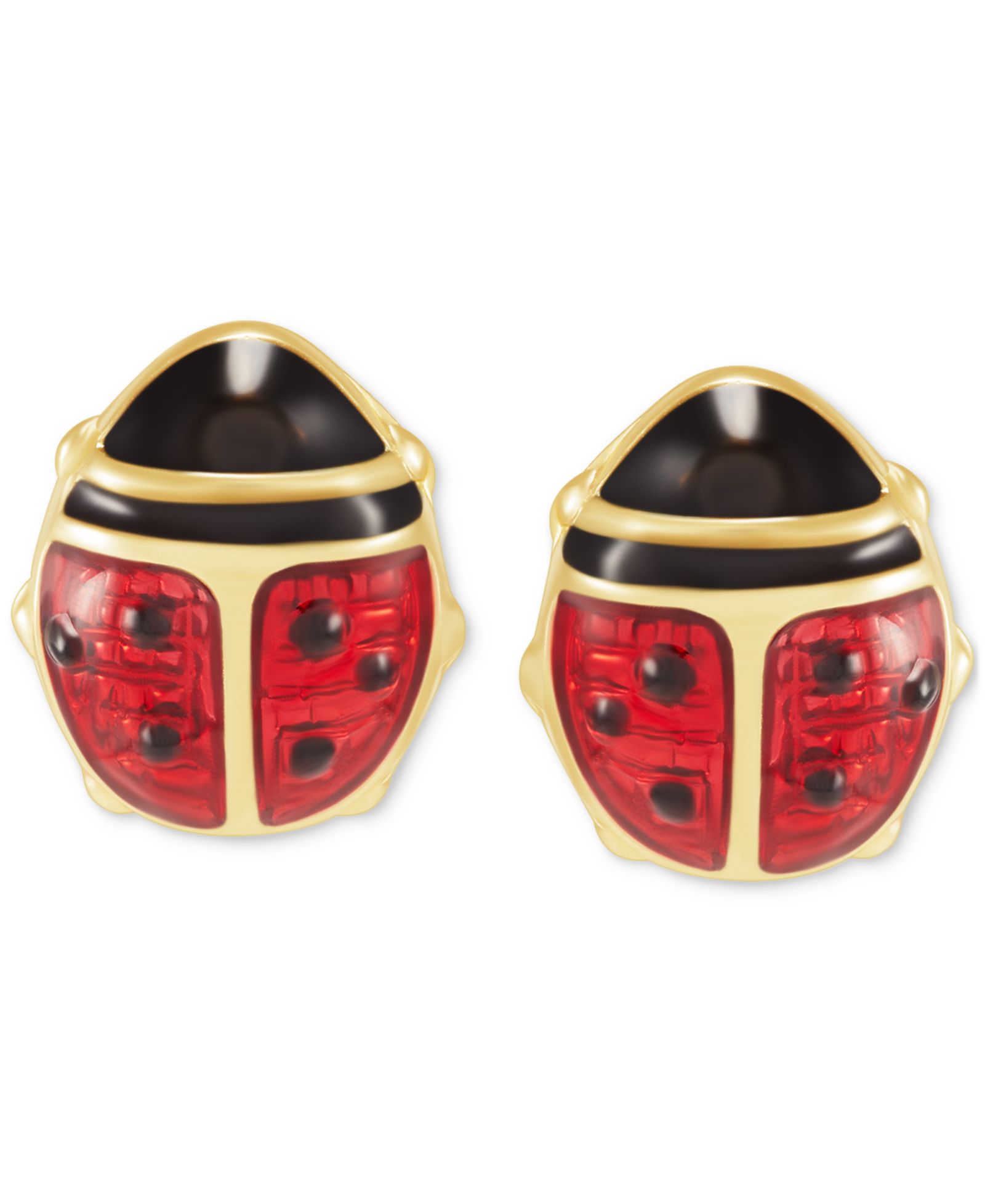Серьги-гвоздики Red Enamel Ladybug 10k Gold