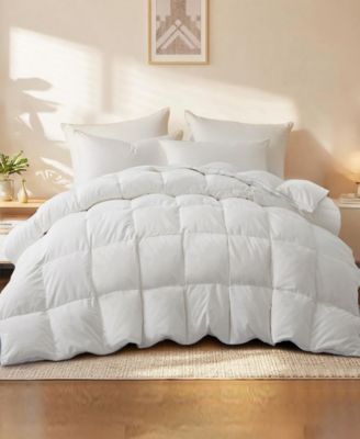 UNIKOME Medium Weight Extra Soft Goose Feather Fiber Comforter, Full/Queen