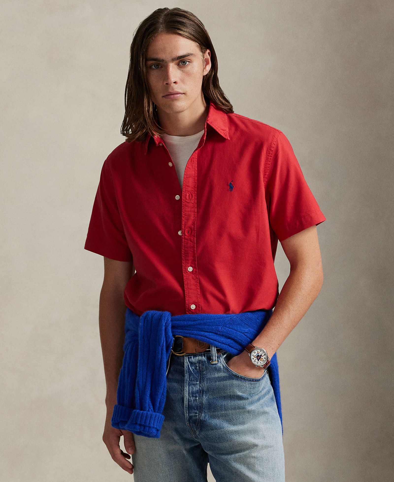 Polo Ralph Lauren Мужская рубашка Oxford с окрашиванием ткани