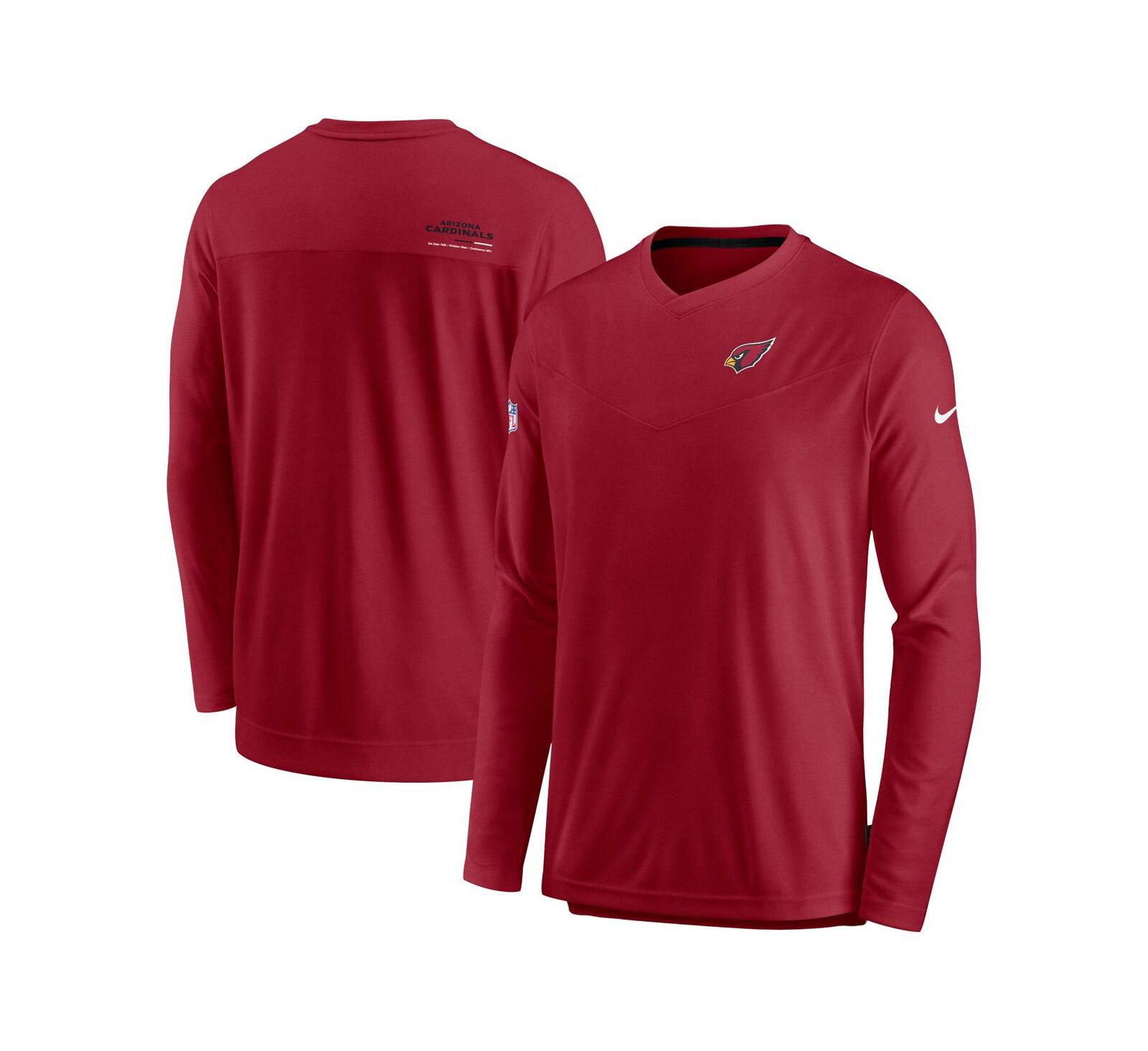 Nike Мужская спортивная футболка Arizona Cardinals 2022 Sideline Coach Chevron, Long Sleeve