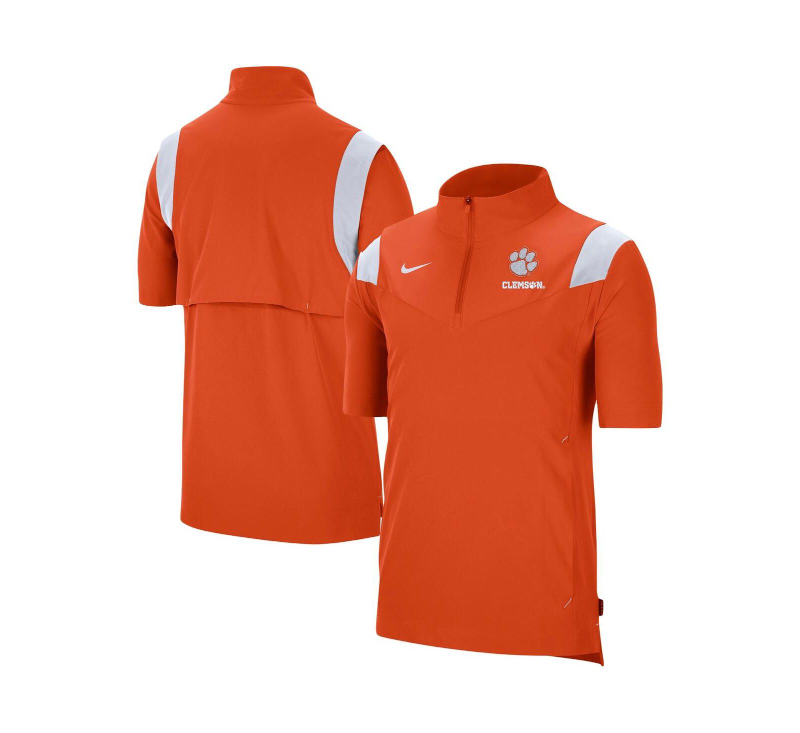 Nike куртка Men's Orange Clemson Tigers Coach с коротким рукавом и молнией на 1/4