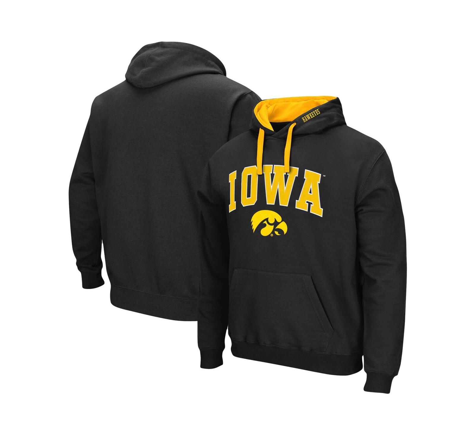 Men's Colosseum Black Iowa Hawkeyes Big and Tall Arch & Logo 2.0 Pullover Hoodie