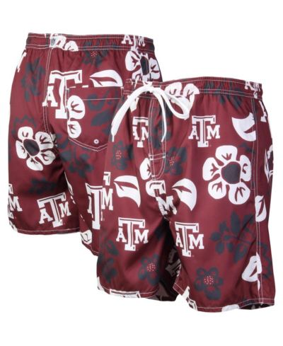Men's Wes & Willy Maroon Texas A&M Aggies Floral Volley Logo Swim Trunks
