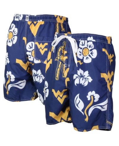 Мужские плавательные шорты Wes & Willy West Virginia Mountaineers Floral Volley Logo, Navy