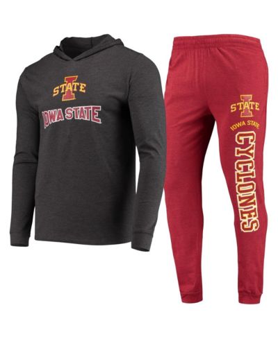 Мужской Concepts Sport Cardinal, Charcoal Iowa State Cyclones Hoodie T-shirt and Jogger Pants Sleep Set