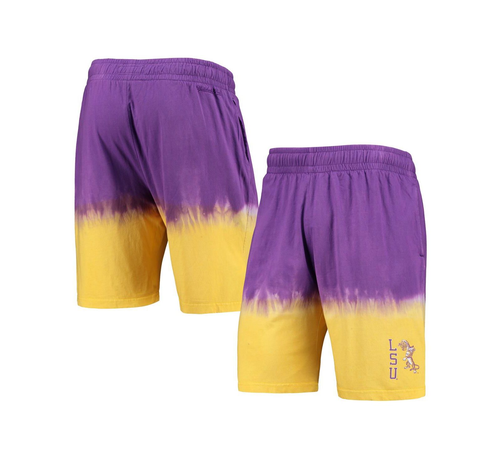 Men's Mitchell & Ness Purple, Gold LSU Tigers Tie-Dye Shorts