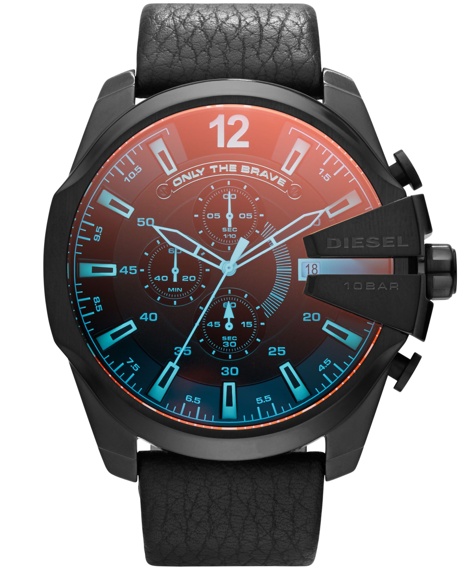 Часы Diesel Men's Chronograph Mega Chief с кожаным ремешком, 51mm DZ4323