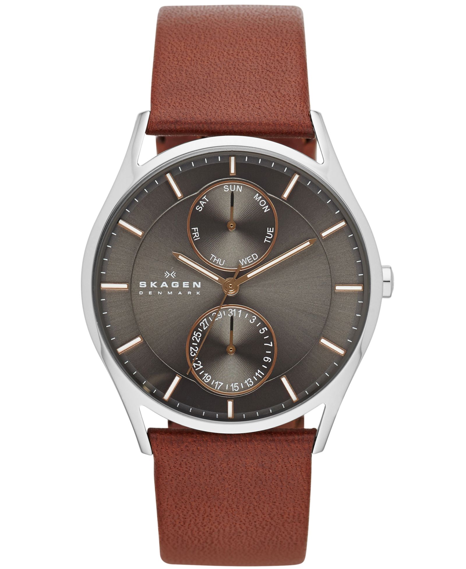 Мужские часы Skagen Men's Holst Brown Leather Strap 40mm SKW6086