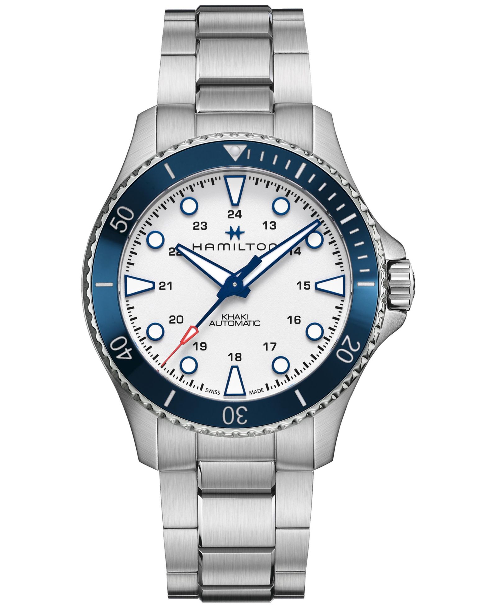 Мужские часы Hamilton Swiss Automatic Khaki Navy Scuba Stainless Steel Bracelet 43mm
