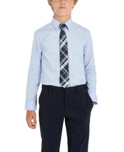 Kenneth Cole Reaction Big Boys Solid Classic Shirt and Tie Set