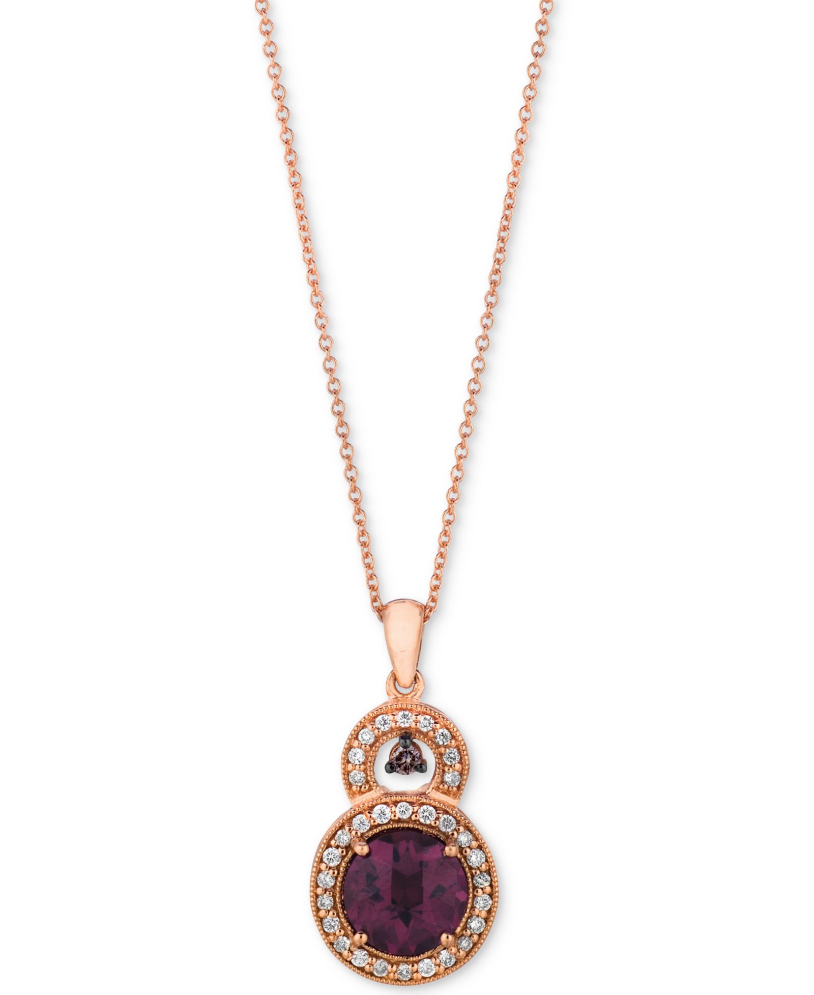 Подвеска Le Vian Raspberry Rhodolite & Diamond Halo в розовом золоте 14k, 18"