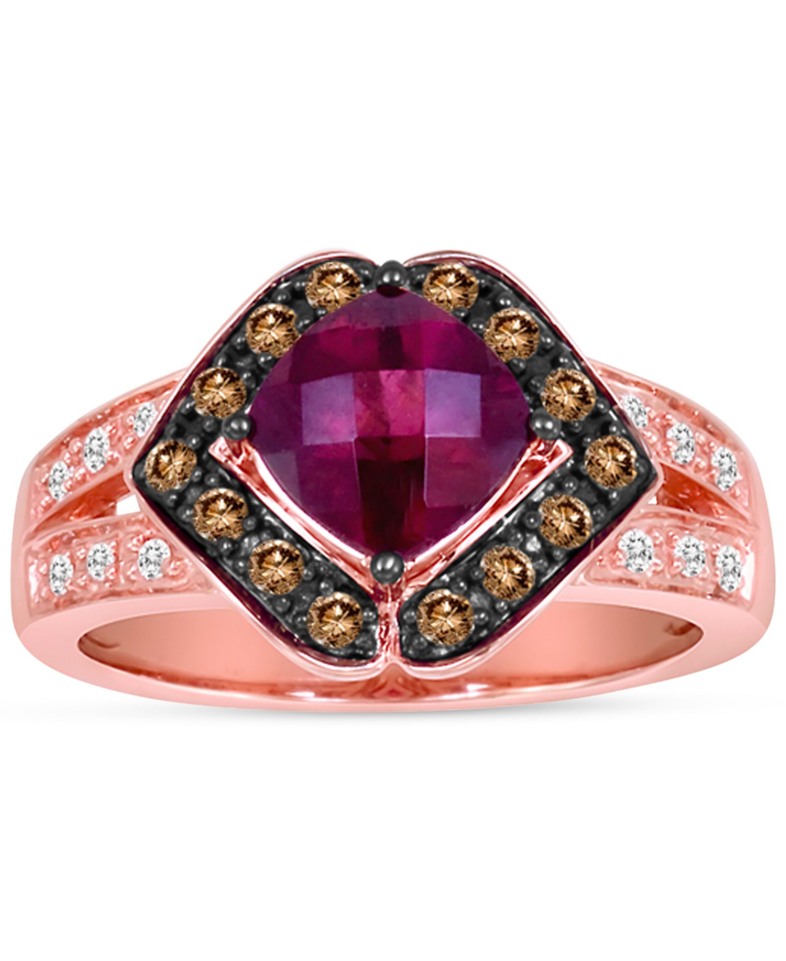 Le Vian® Raspberry Rhodolite (1-7/8 ct. t.w.) & Diamond (1/3 ct. t.w.) Halo Ring in 14k Rose Gold