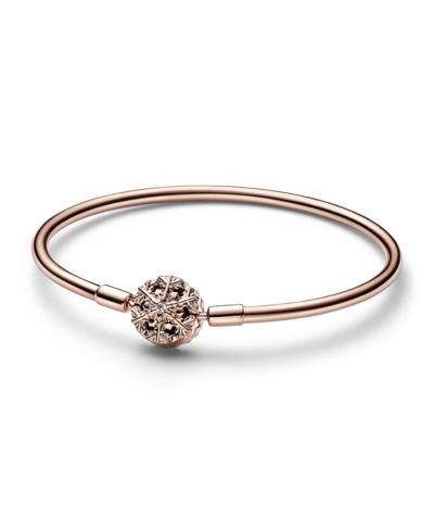 Pandora Rose Gold Plated Snowflake Clasp Bangle Bracelet