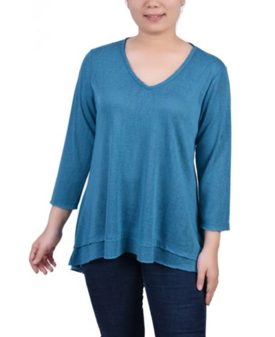 Женский топ Petite 3/4 Sleeve V-neck от NY Collection
