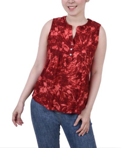 Женский топ NY Collection Petite Sleeveless Jacquard Y-neck