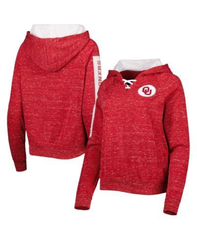 Женское худи Colosseum Crimson Oklahoma Sooners The Devil Speckle Lace-Placket Raglan Pullover