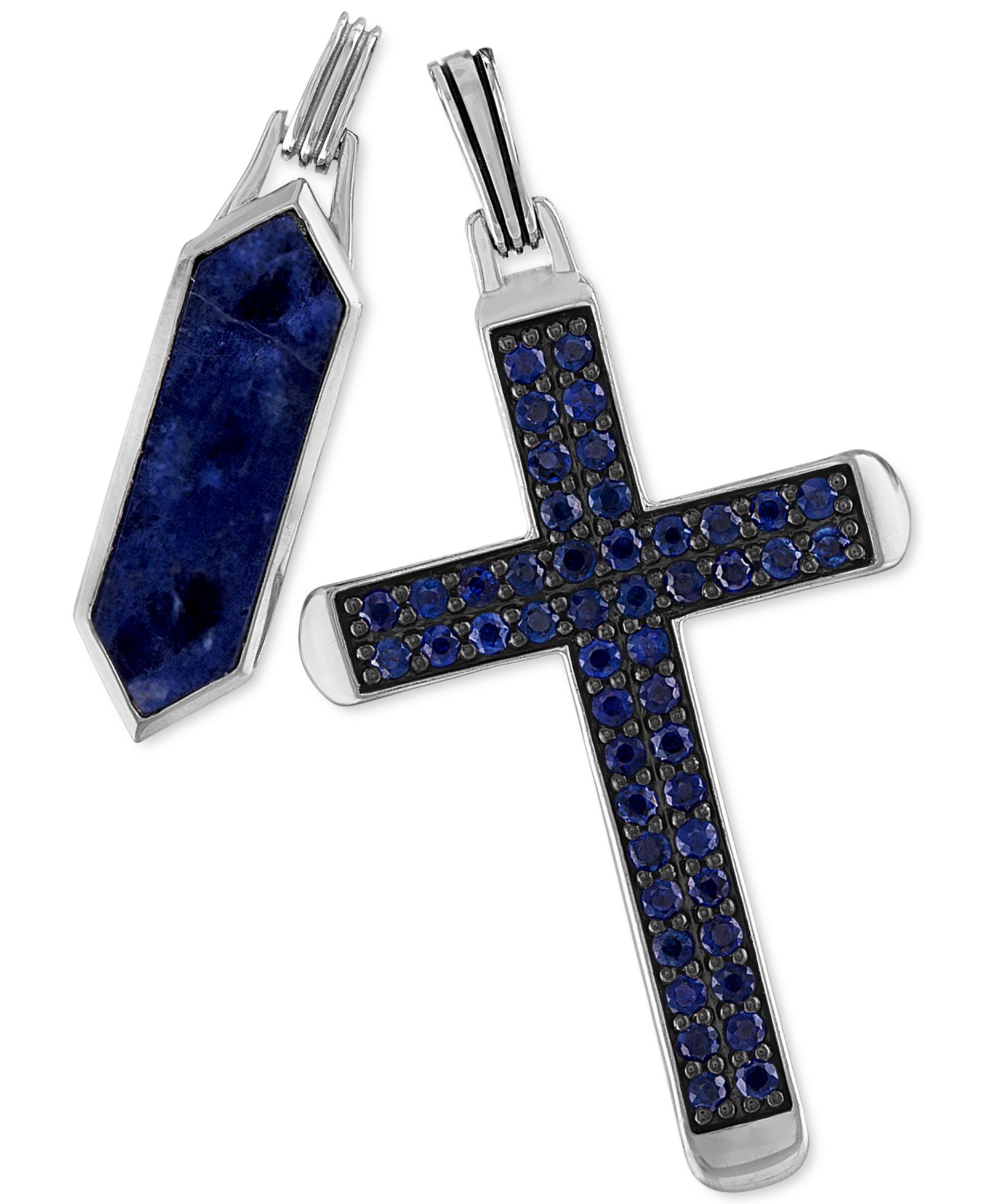 Esquire Men's Jewelry мужской набор из 2 предметов: кулон dog tag и крест из лазурита и кубического циркония в стерлинговом серебре