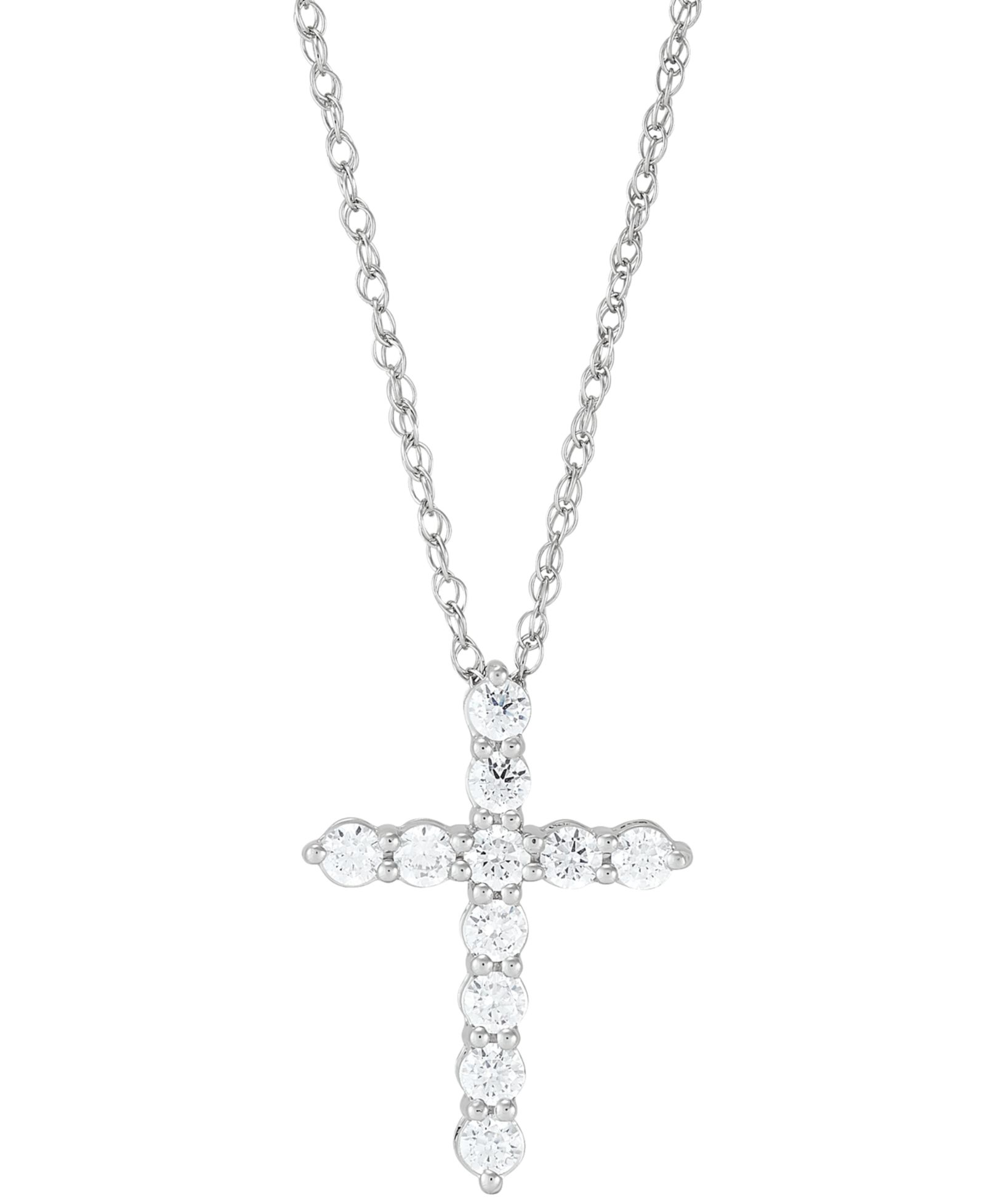 Подвеска-кулон Grown With Love Lab Grown Diamond Cross, 14k White or Yellow Gold, 16" + 2" extender