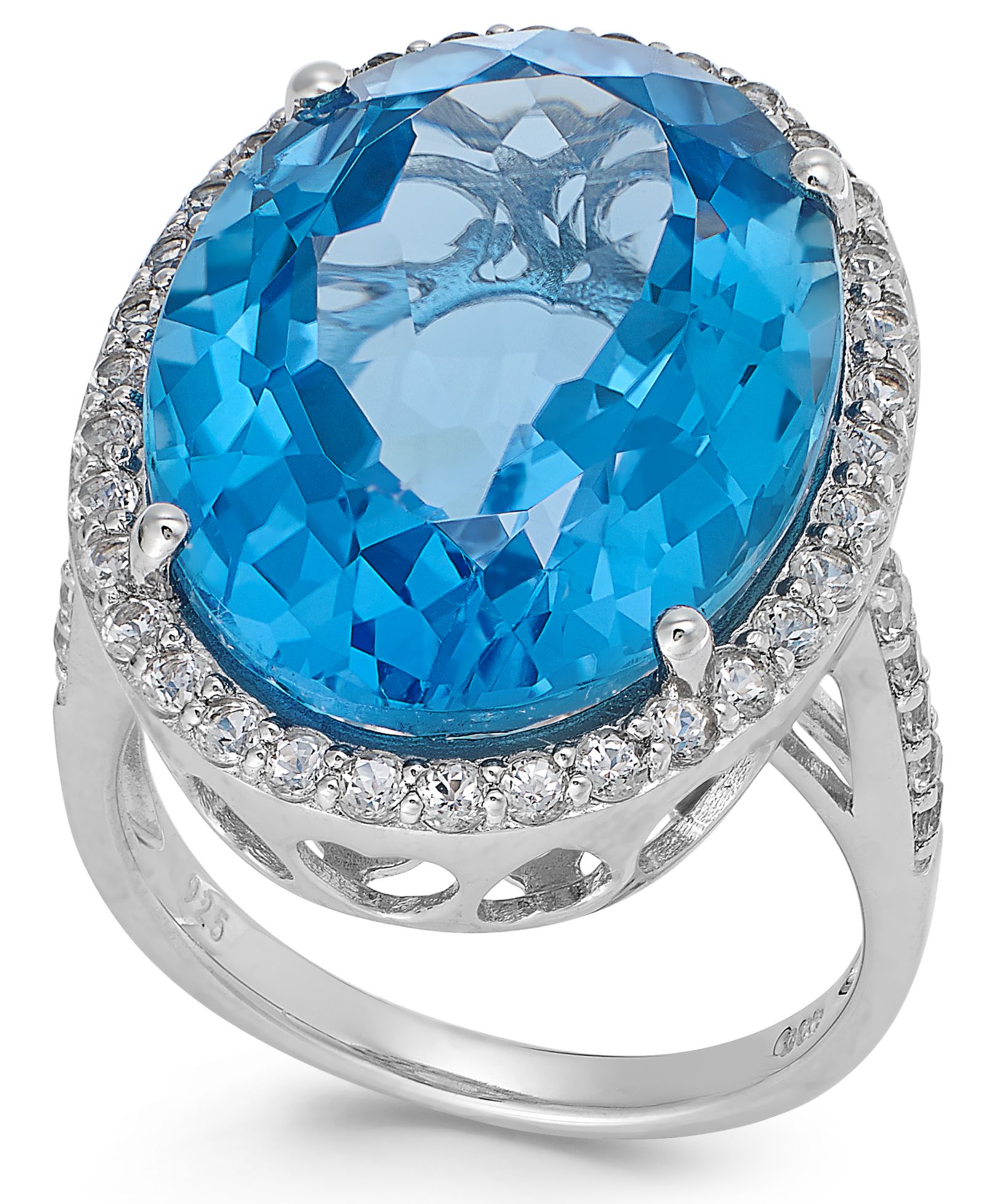 Blue and White Topaz Ring in Sterling Silver (21 ct. t.w.)