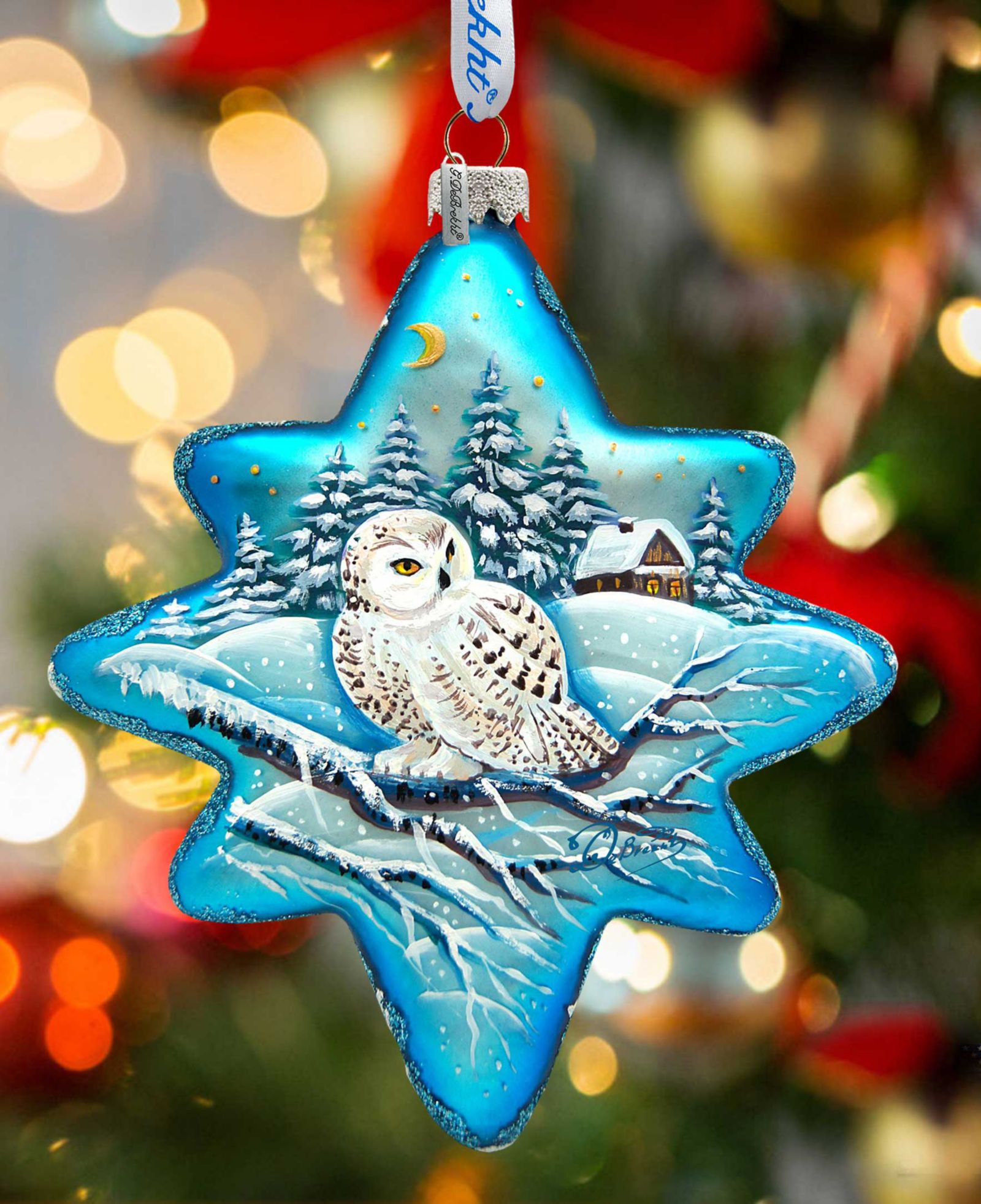 Рождественское украшение G.DeBrekht White Owl North Star