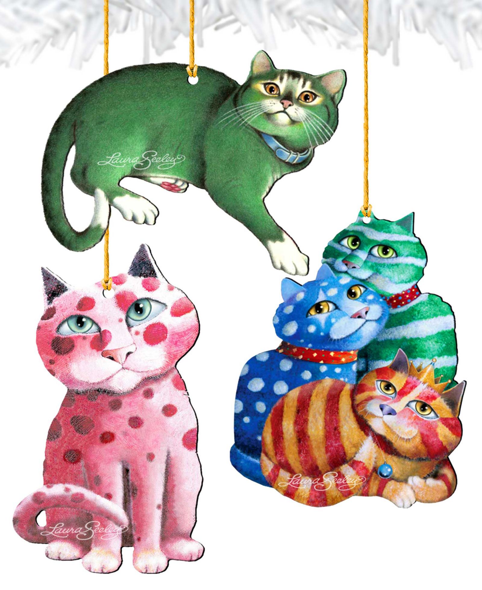 Набор из 3 новогодних украшений Designocracy Rainbow Cats
