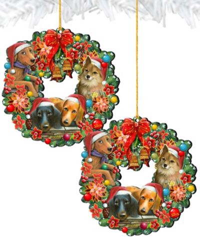Designocracy Праздничные украшения Puppy Wreath, набор из 2 шт.