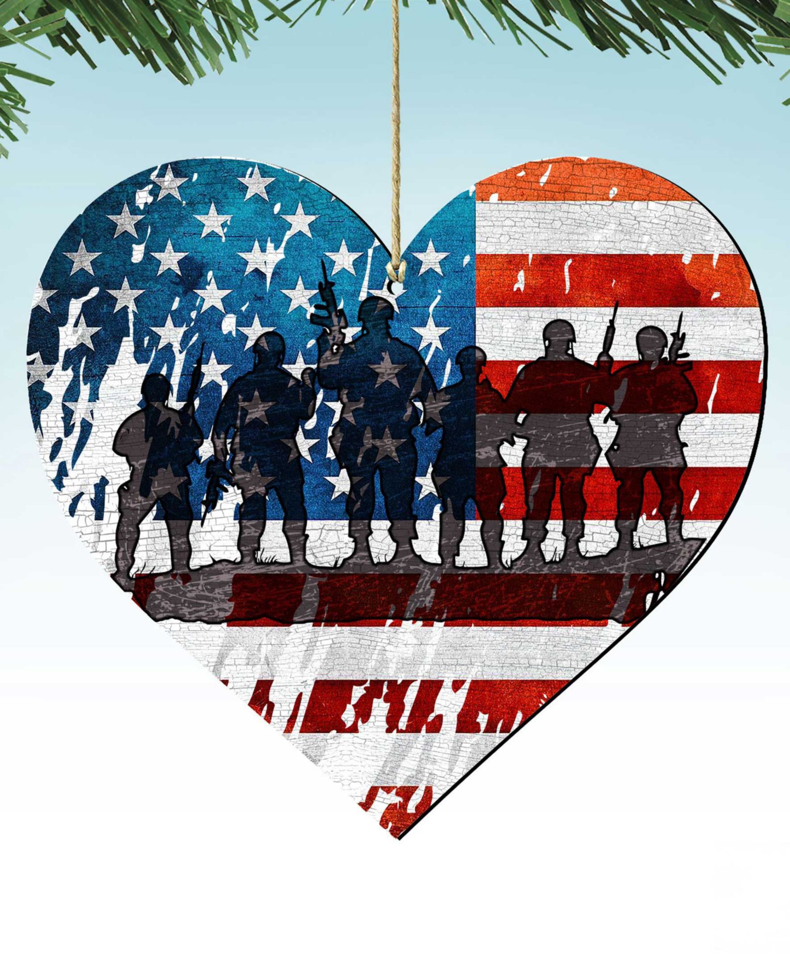 Набор праздничных украшений Designocracy USA Military-Inspired Heart, 2 шт.