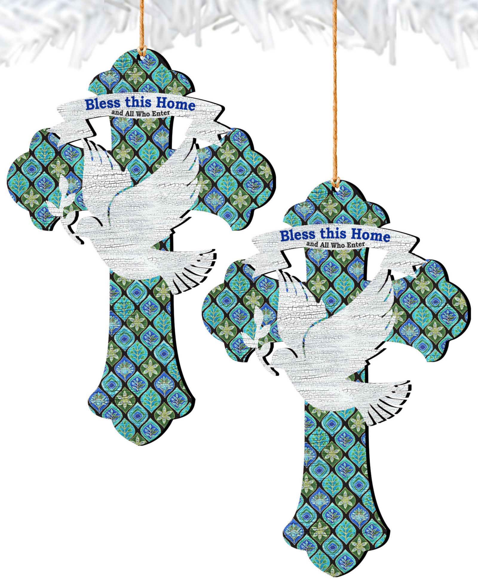 Рождественское украшение Designocracy Blessings Cross, комплект из 2 шт.