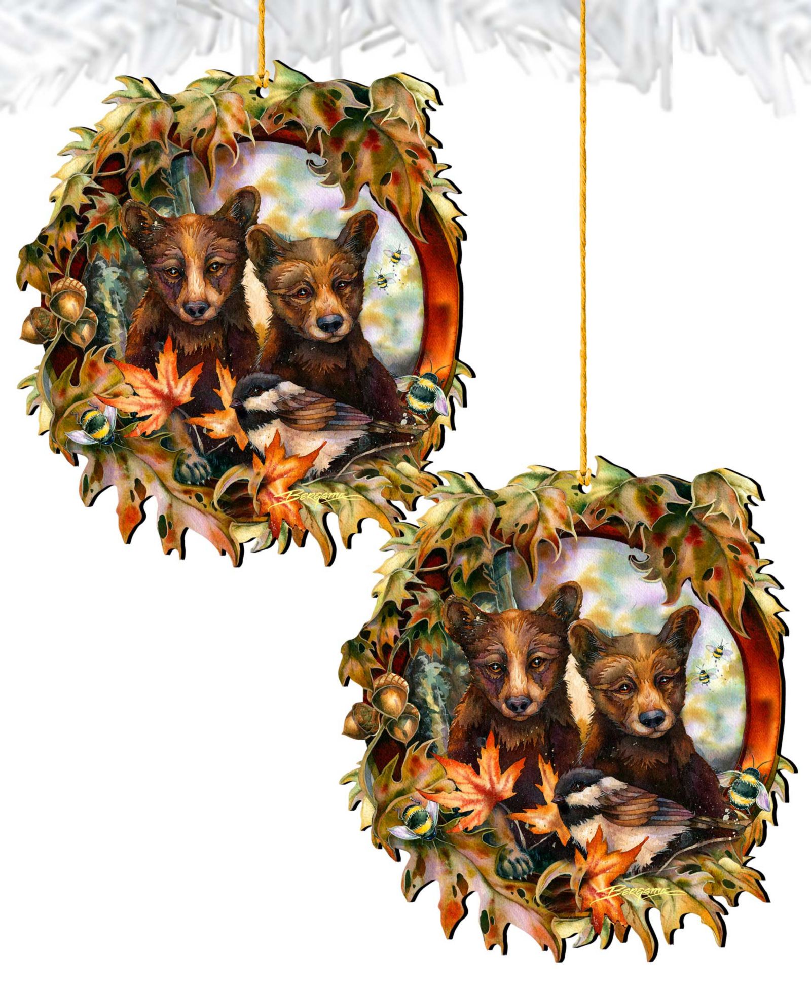 Набор праздничных украшений Designocracy Black Bear Cubs Bees, 2 шт.