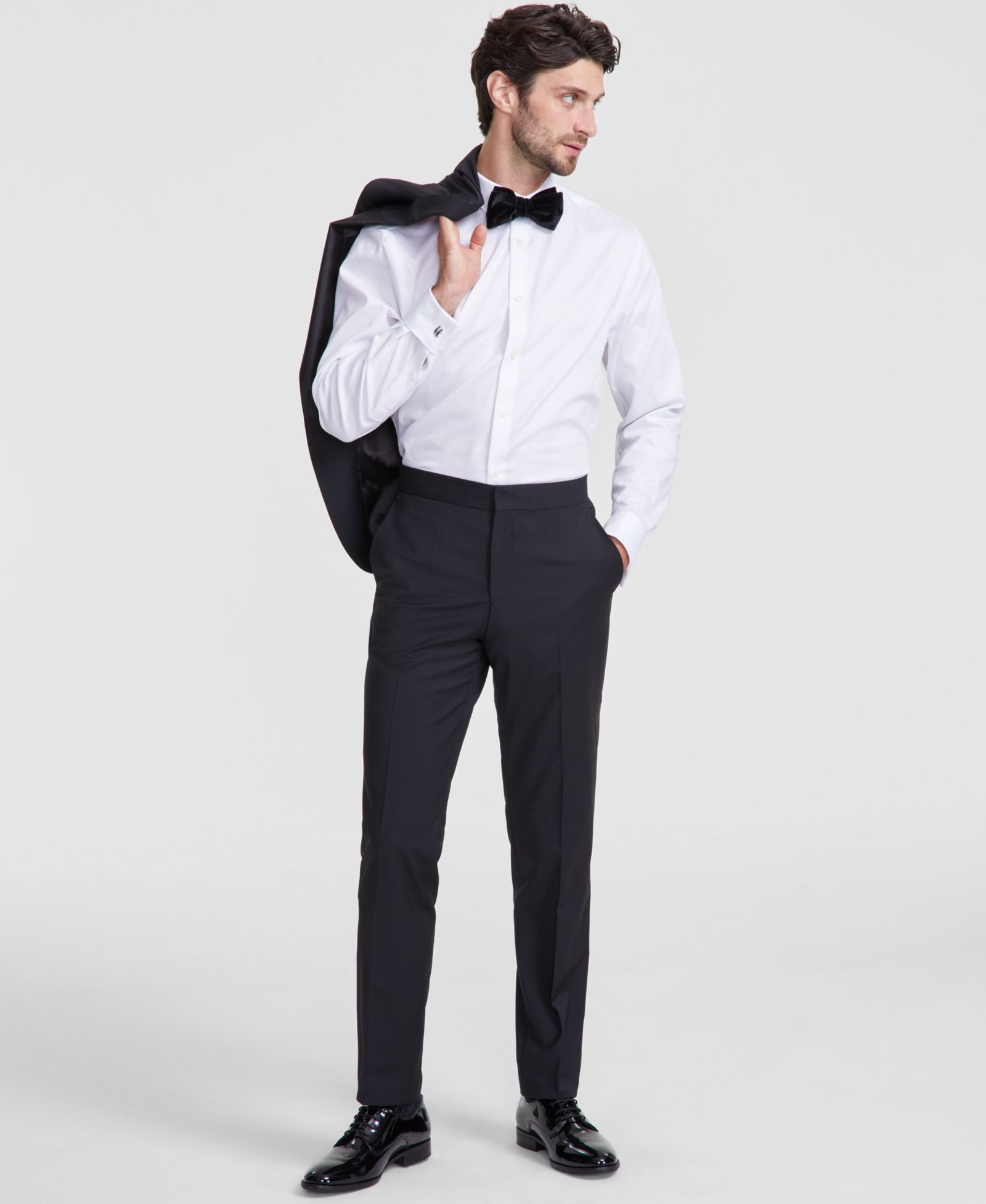 HUGO by Hugo Boss Men's Modern-Fit Wool Blend Super Flex Stretch Tuxedo Pant