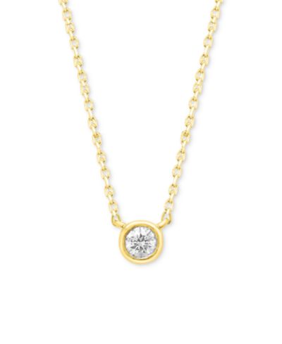 Forever Grown Diamonds Подвеска-кулон Bezel Soltiare из 14k Gold-Plated Sterling Silver