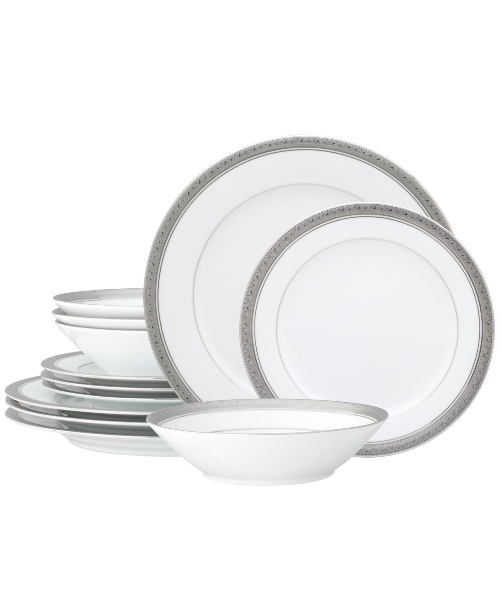 Noritake Crestwood Platinum 12 Piece Set, Service For 4