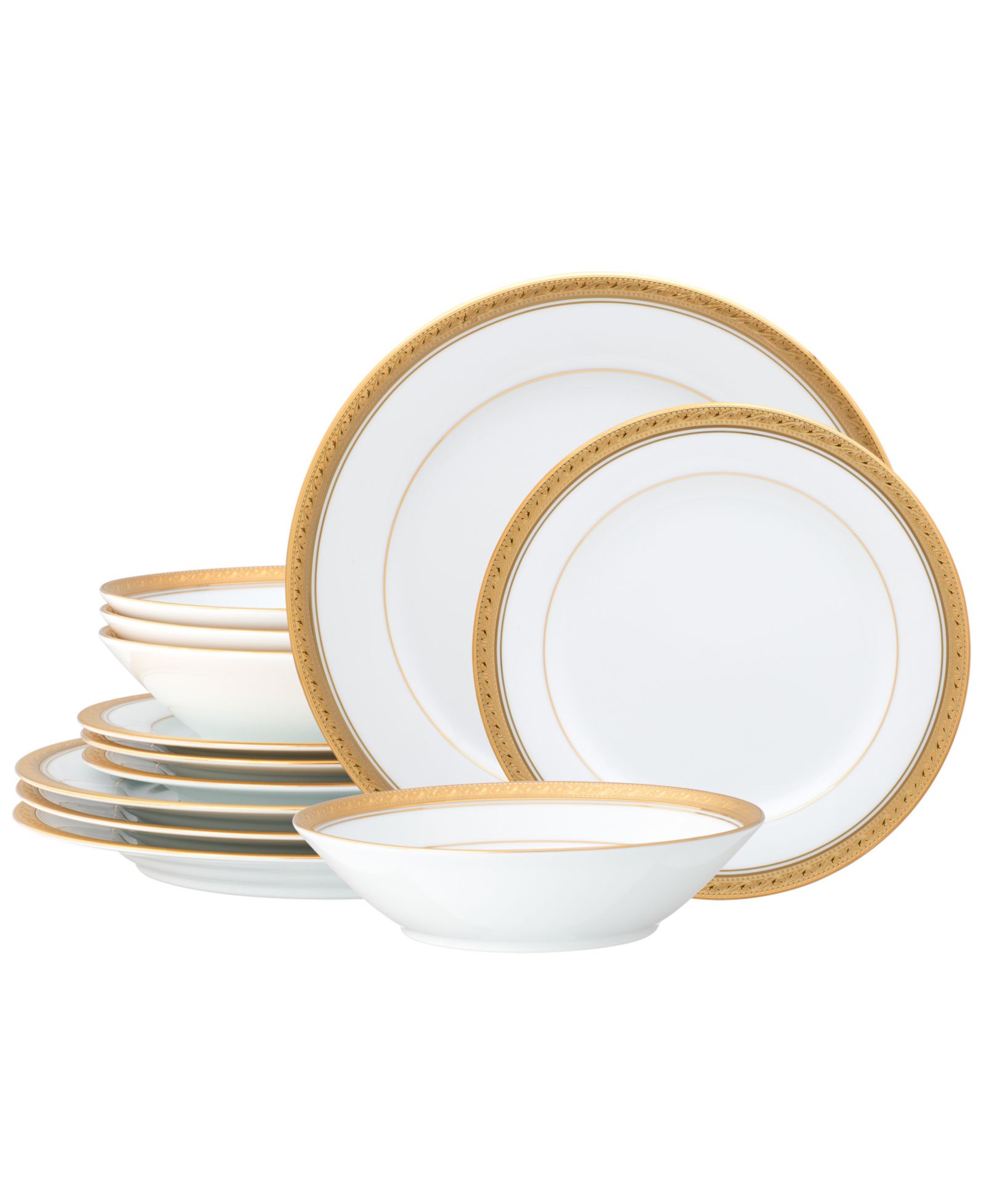 Noritake Crestwood Gold 12-Piece Dinnerware Set, Service for 4