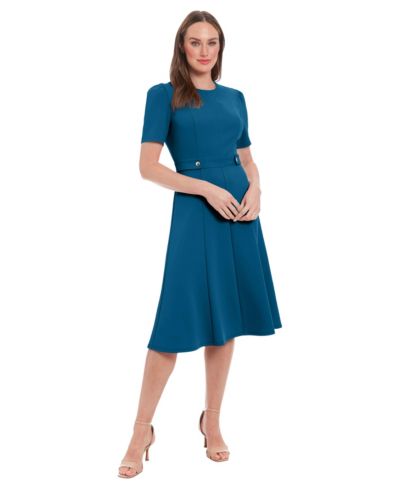 Платье миди London Times Petite Fit & Flare Scuba Crepe