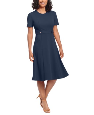 Платье миди London Times Petite Fit & Flare Scuba Crepe