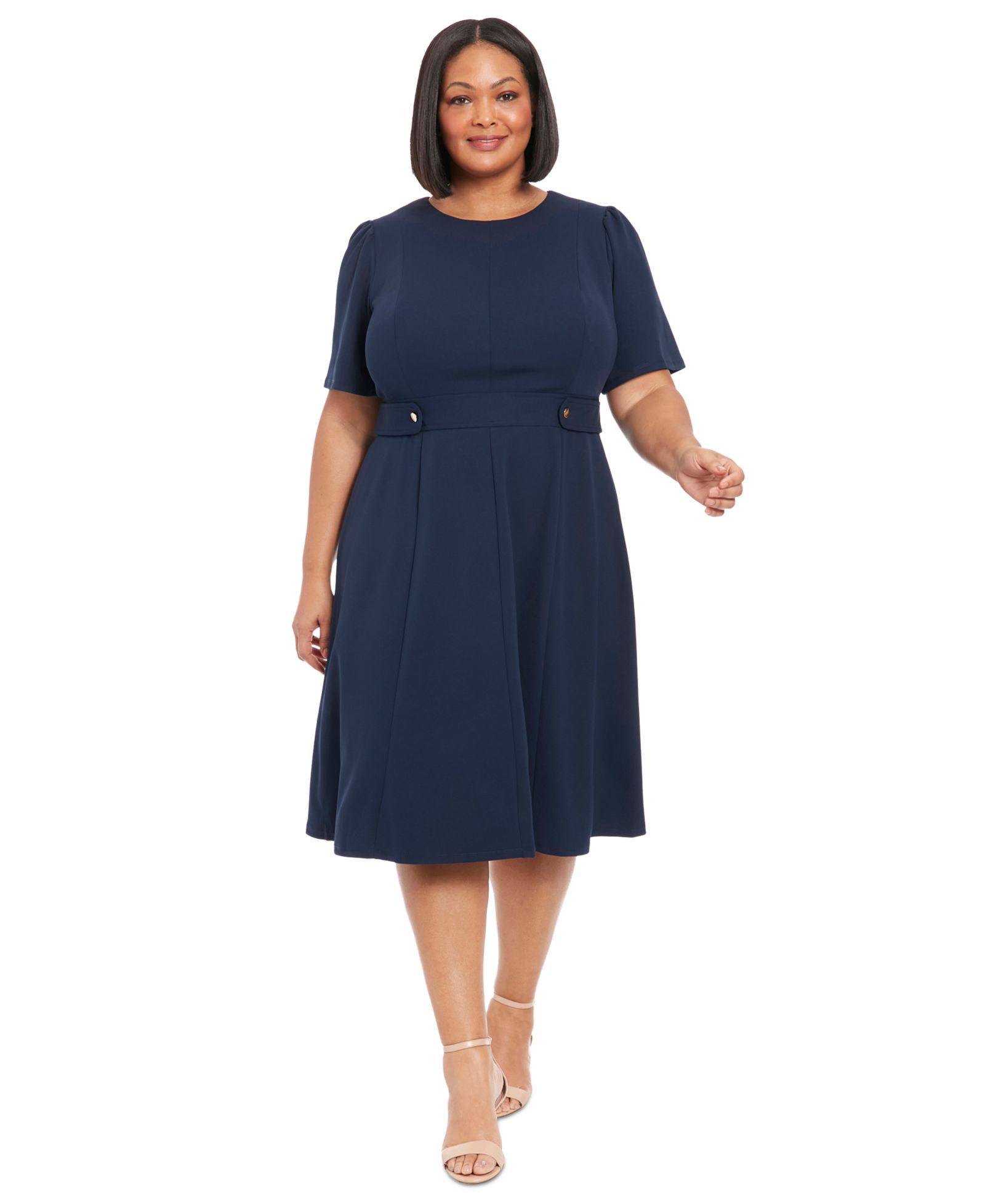 Женское платье London Times Plus Size Fit & Flare Scuba Crepe Midi